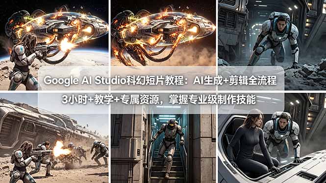 Google AI Studio科幻短片教程：AI生成+剪辑全流程，3小时+教学+专属资源，掌握专业级制作技能-闲赋网