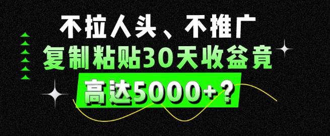 不拉人头、不推广，复制粘贴30天收益竟高达5000+？-闲赋网