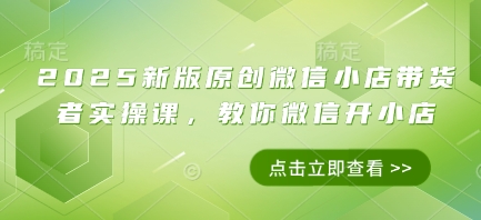 2025新版原创微信小店带货者实操课，教你微信开小店-闲赋网