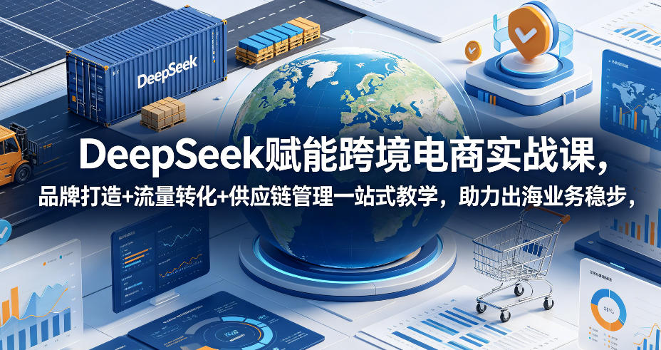 DeepSeek赋能跨境电商实战课，品牌打造+流量转化+供应链管理一站式教学，助力出海业务稳步发展-闲赋网