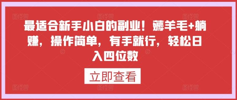最适合新手小白的副业！薅羊毛+躺赚，操作简单，有手就行，轻松日入四位数【揭秘】-闲赋网