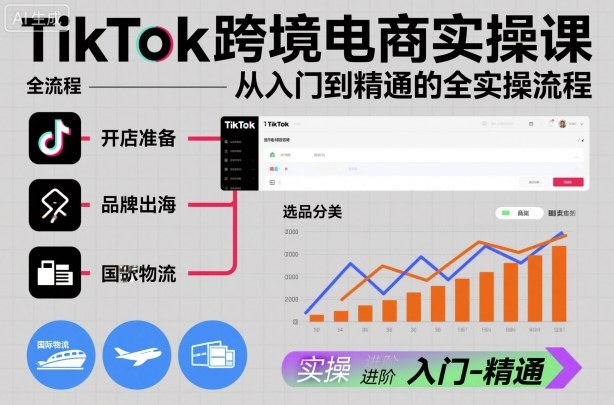 TikTok跨境电商实操课，从入门到精通的全实操流程-闲赋网