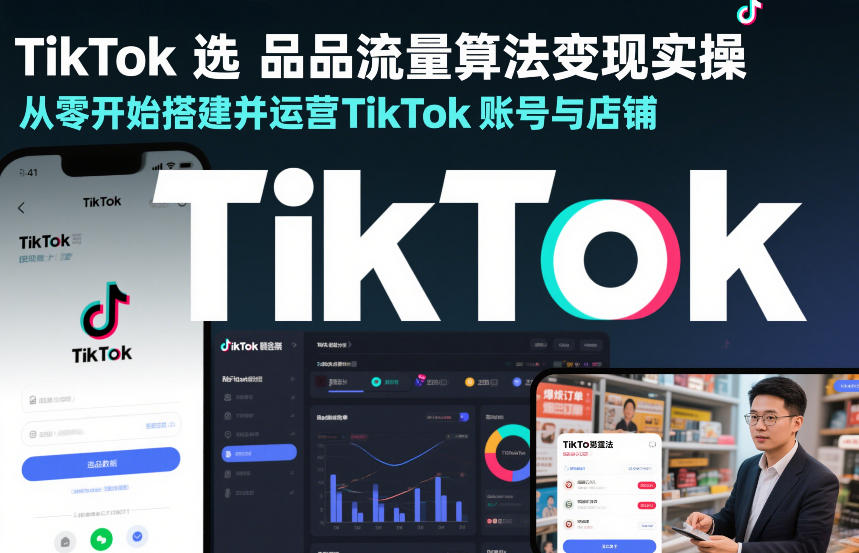 TikTok选品流量算法变现实操，从零开始搭建并运营TikTok账号与店铺-闲赋网