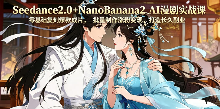 Seedance2.0+NanoBanana2 AI漫剧实战课，零基础复刻爆款成片涨粉变现，打造长久副业收益-闲赋网