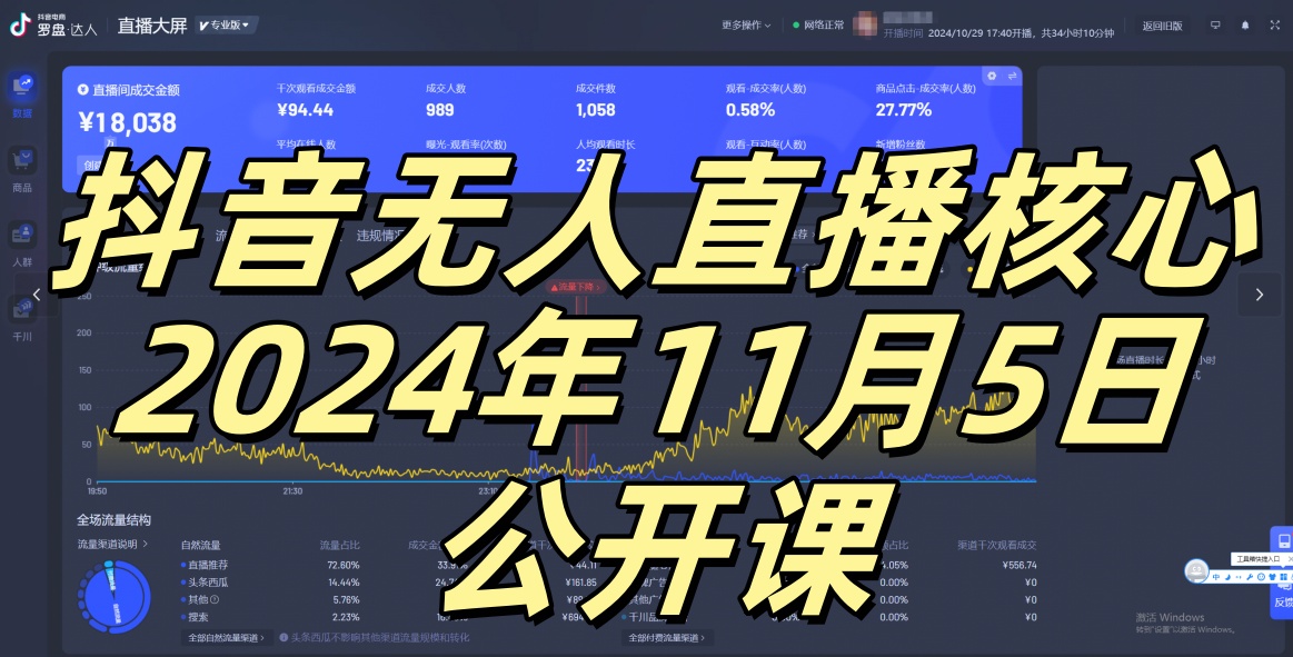 抖音无人直播核心公开课，咸鱼翻身小白可做带有睡后收入月入过万太简单【揭秘】-闲赋网