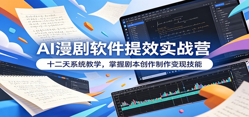 AI漫剧软件提效实战营：十二天系统教学，掌握剧本创作制作变现技能-闲赋网