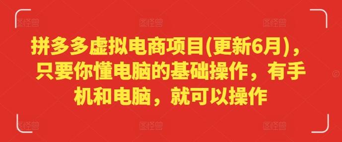 拼多多虚拟电商项目(更新6月)，只要你懂电脑的基础操作，有手机和电脑，就可以操作-闲赋网