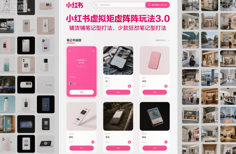 小红书虚拟矩阵玩法3.0，铺货铺笔记型打法，少款狂怼笔记型打法-闲赋网