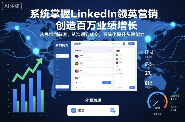 系统掌握LinkedIn领英营销，创造百万业绩增长，从思维到获客，从沟通到成交，系统化提升外贸能力-闲赋网