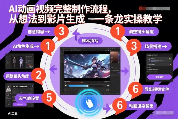 AI动画视频完整制作流程，从想法到影片生成一条龙实操教学-闲赋网