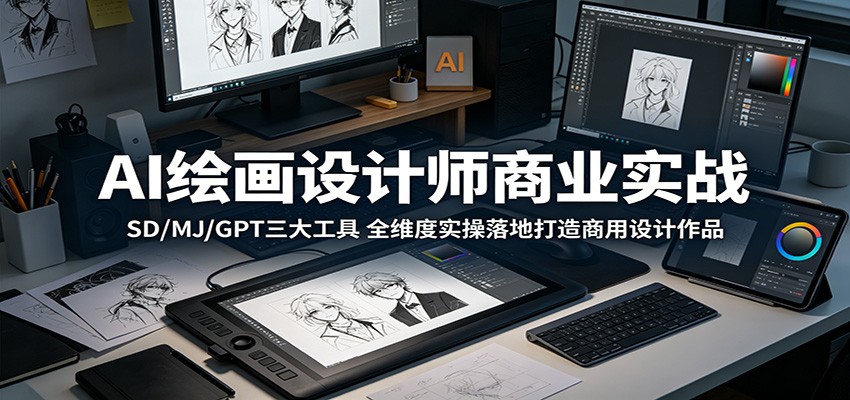 AI绘画设计师商业实战：SD/MJ/GPT三大工具，全维度实操落地打造商用设计作品-闲赋网