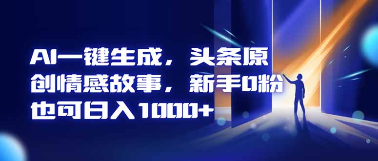 AI一键生成，头条原创情感故事，新手0粉也可日入1000+-闲赋网