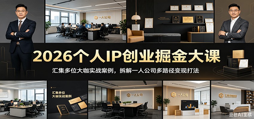 2026个人IP创业掘金大课：汇集多位大咖实战案例，拆解一人公司多路径变现打法-闲赋网