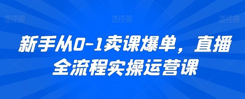 新手从0-1卖课爆单，直播全流程实操运营课-闲赋网