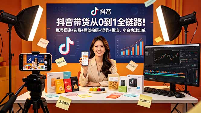 9af2386011ae379b13b76efce56a02c7.jpeg 抖音带货从0到1全链路!账号搭建+选品+原创拍摄+混剪+投流,小白快速出单