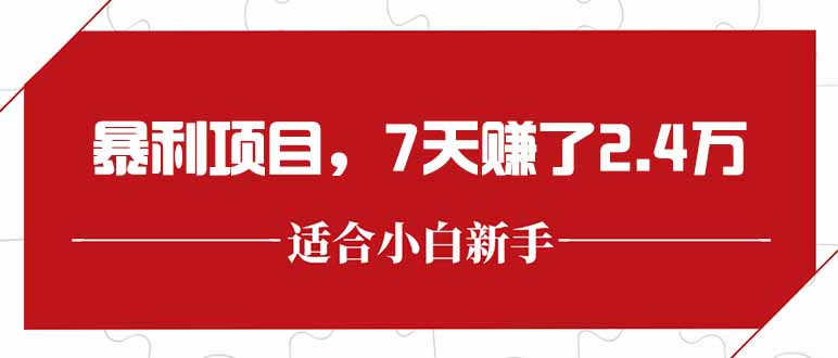 最新暴利项目，每单收益轻松在300以上，7天赚了2.4万-闲赋网