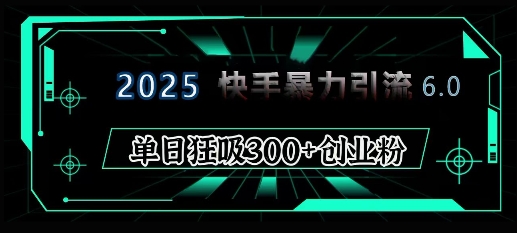 2025年快手6.0保姆级教程震撼来袭，单日狂吸300+精准创业粉-闲赋网