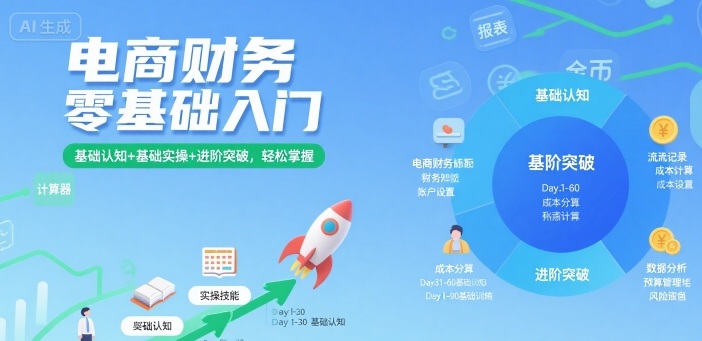 电商财务零基础入门，基础认知+基础实操+进阶突破，轻松掌握-闲赋网