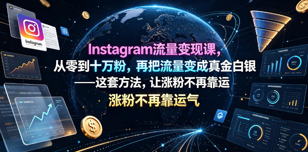 Instagram流量变现课，从零到十万粉，再把流量变成真金白银——这套方法，让涨粉不再靠运气【原创双语字幕】-闲赋网