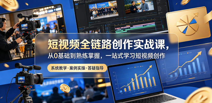 短视频全链路创作实战课，从0基础到熟练掌握，一站式学习短视频创作-闲赋网