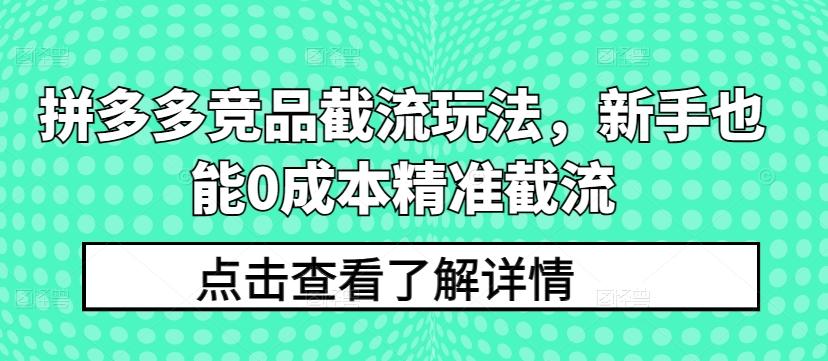 拼多多竞品截流玩法，新手也能0成本精准截流-闲赋网