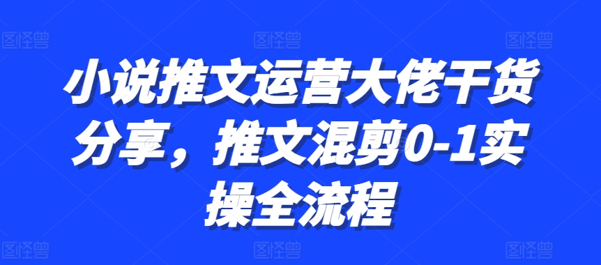 小说推文运营大佬干货分享，推文混剪0-1实操全流程-闲赋网
