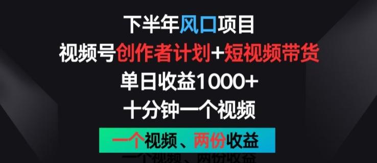 下半年风口项目，视频号创作者计划+视频带货，一个视频两份收益，十分钟一个视频【揭秘】-闲赋网