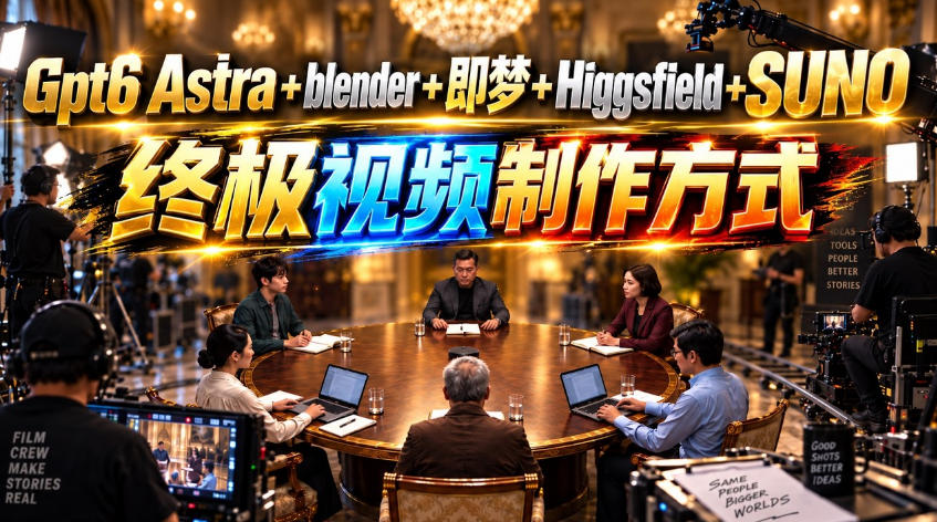 GPT-6 Astra+Blender+即梦+Higgsfield+Suno=终极视频制作方式！-闲赋网
