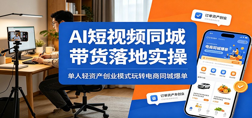 AI短视频同城带货落地实操：单人轻资产创业模式玩转电商同城爆单-闲赋网