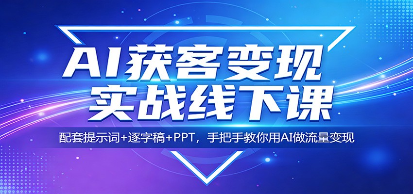 AI获客变现实战线下课：配套提示词+逐字稿+PPT，手把手教你用AI做流量变现-闲赋网