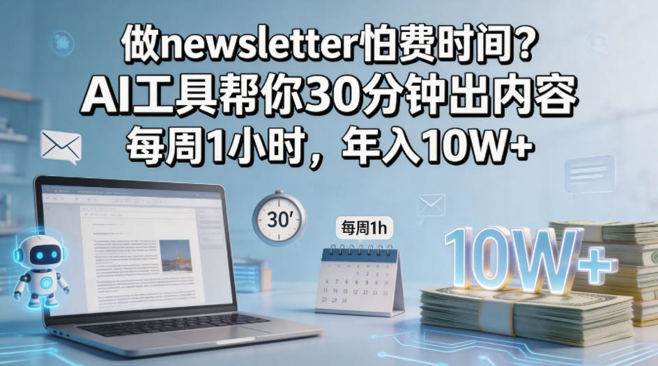 做newsletter怕费时间？AI工具帮你30分钟出内容，每周1小时，年入10W+！【原创双语字幕】-闲赋网