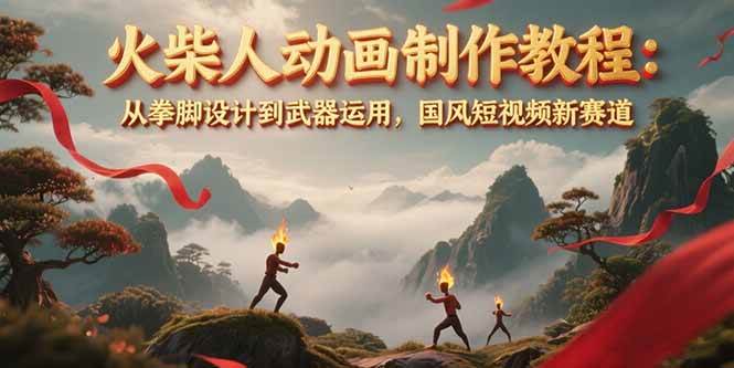 火柴人动画制作教程：从拳脚设计到武器运用，国风短视频新赛道-闲赋网