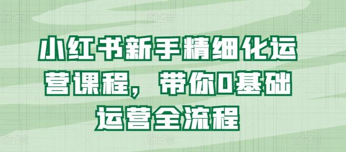 小红书新手精细化运营课程，带你0基础运营全流程-闲赋网