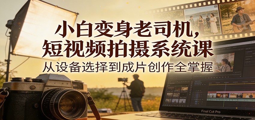 小白变身老司机，短视频拍摄系统课，从设备选择到成片创作全掌握-闲赋网