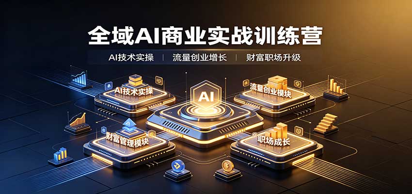 全域AI商业实战训练营：涵盖AI技术实操、流量创业、财富管理与职场成长全体系内容-闲赋网