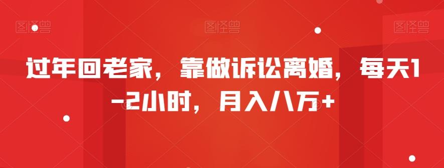 过年回老家，靠做诉讼离婚，每天1-2小时，月入八万+-闲赋网