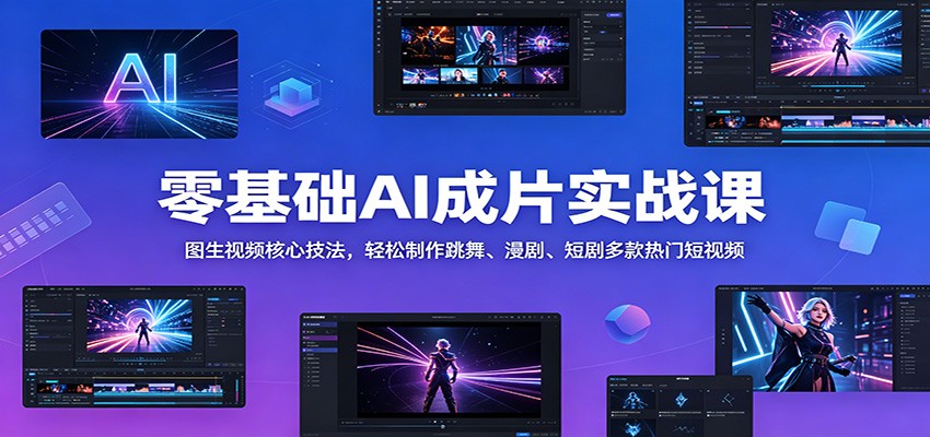 零基础AI成片实战课：图生视频核心技法，轻松制作跳舞、漫剧、短剧多款热门短视频-闲赋网