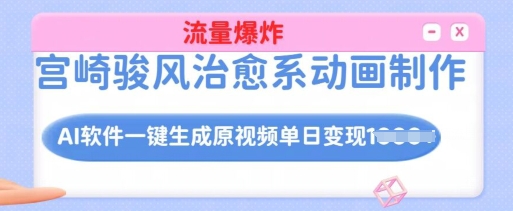 宫崎骏风治愈系动画制作，AI软件一键生成原创视频流量爆炸，单日变现多张，详细实操流程-闲赋网