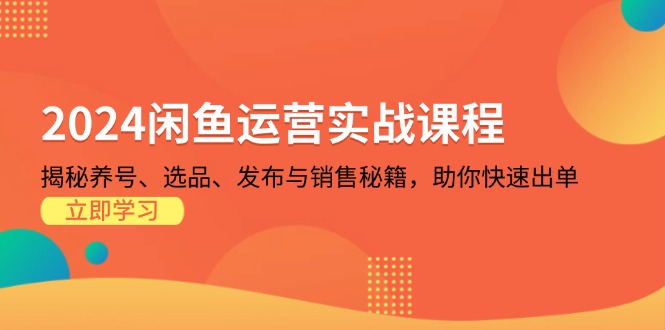 2024闲鱼运营实战课程：揭秘养号、选品、发布与销售秘籍，助你快速出单-闲赋网