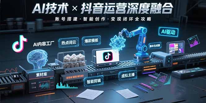AI技术与抖音运营的深度融合应用：涵盖账号搭建、内容创作、收益变现等-闲赋网