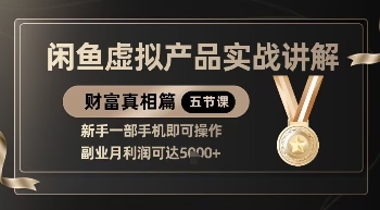 精品！闲鱼虚拟产品实战讲解，新手一部手机即可操作，副业月利润可达5k+-闲赋网
