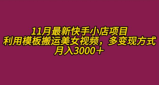 11月K总部落快手小店情趣男粉项目，利用模板搬运美女视频，多变现方式月入3000+-闲赋网