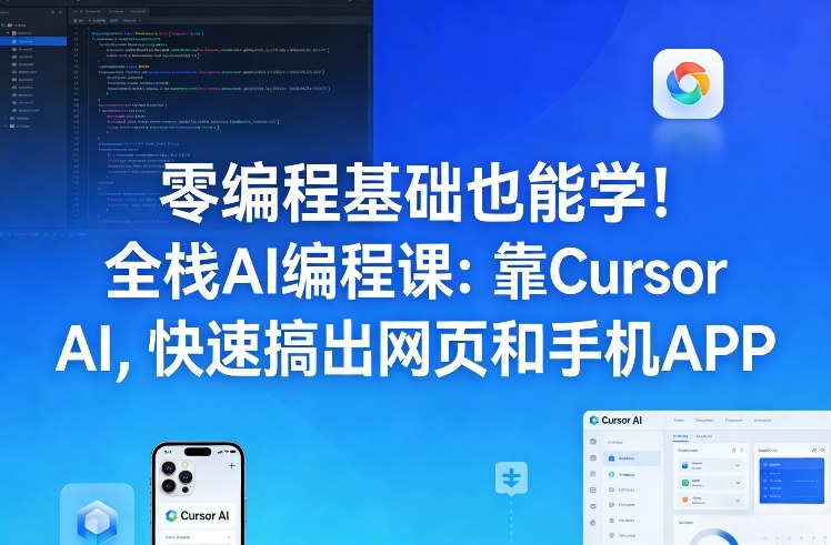 零编程基础也能学！全栈AI编程课：靠Cursor AI，快速搞出网页和手机APP-闲赋网