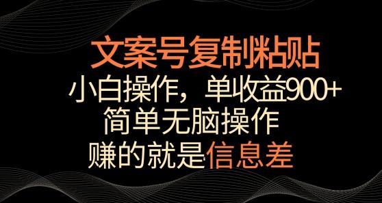 文案号掘金，简单复制粘贴，小白操作，单作品收益900+【揭秘】-闲赋网
