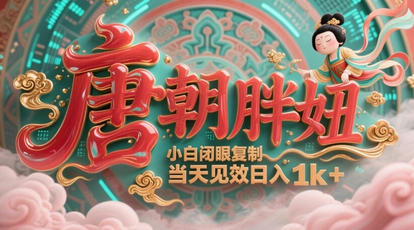 用AI克隆“唐朝胖妞”日更3条，平台疯狂推流，小白闭眼复制，当天见效，日入1k+-闲赋网