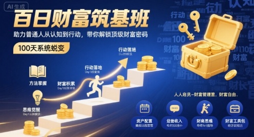 百日财富筑基班，助力普通人从认知到行动，带你解锁顶级财富密码-闲赋网