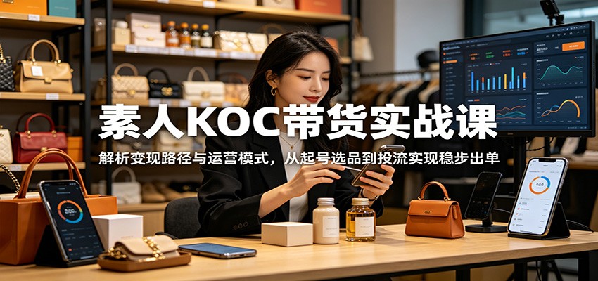 素人KOC带货实战课：解析变现路径与运营模式，从起号选品到投流实现稳步出单-闲赋网