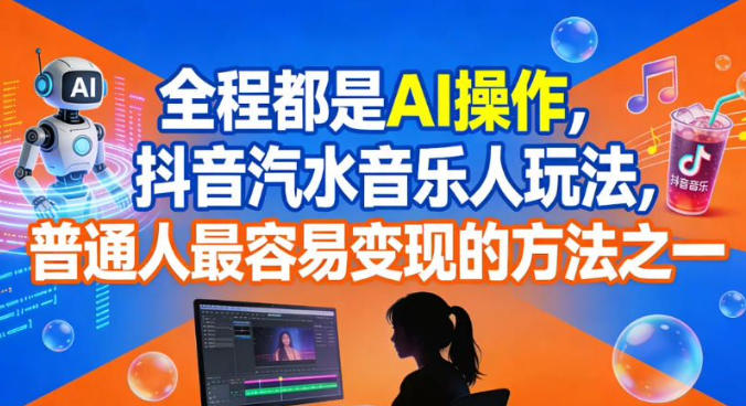 全程都是AI操作，抖音汽水音乐人玩法，普通人最容易变现的方法之一-闲赋网