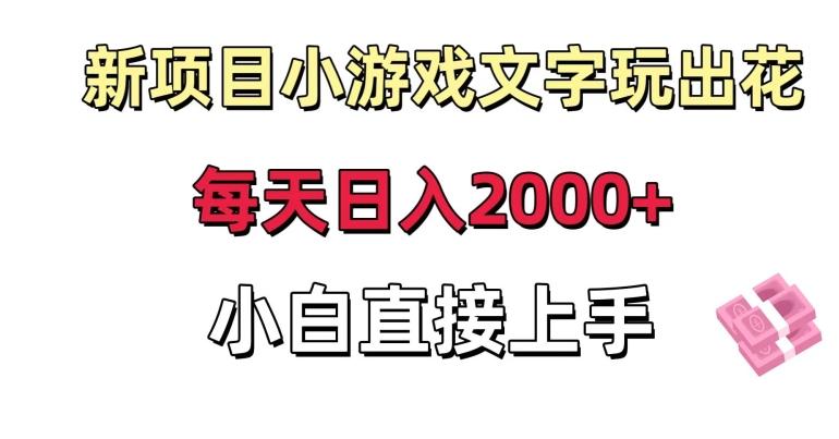 新项目小游戏文字玩出花日入2000+，每天只需一小时，小白直接上手【揭秘】-闲赋网