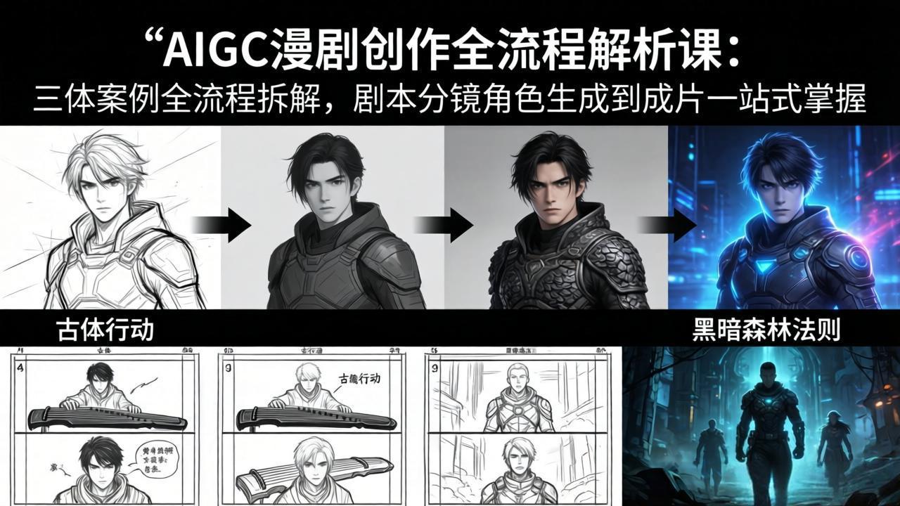 AIGC漫剧创作全流程解析课：三体案例全流程拆解，剧本分镜角色生成到成片一站式掌握-闲赋网